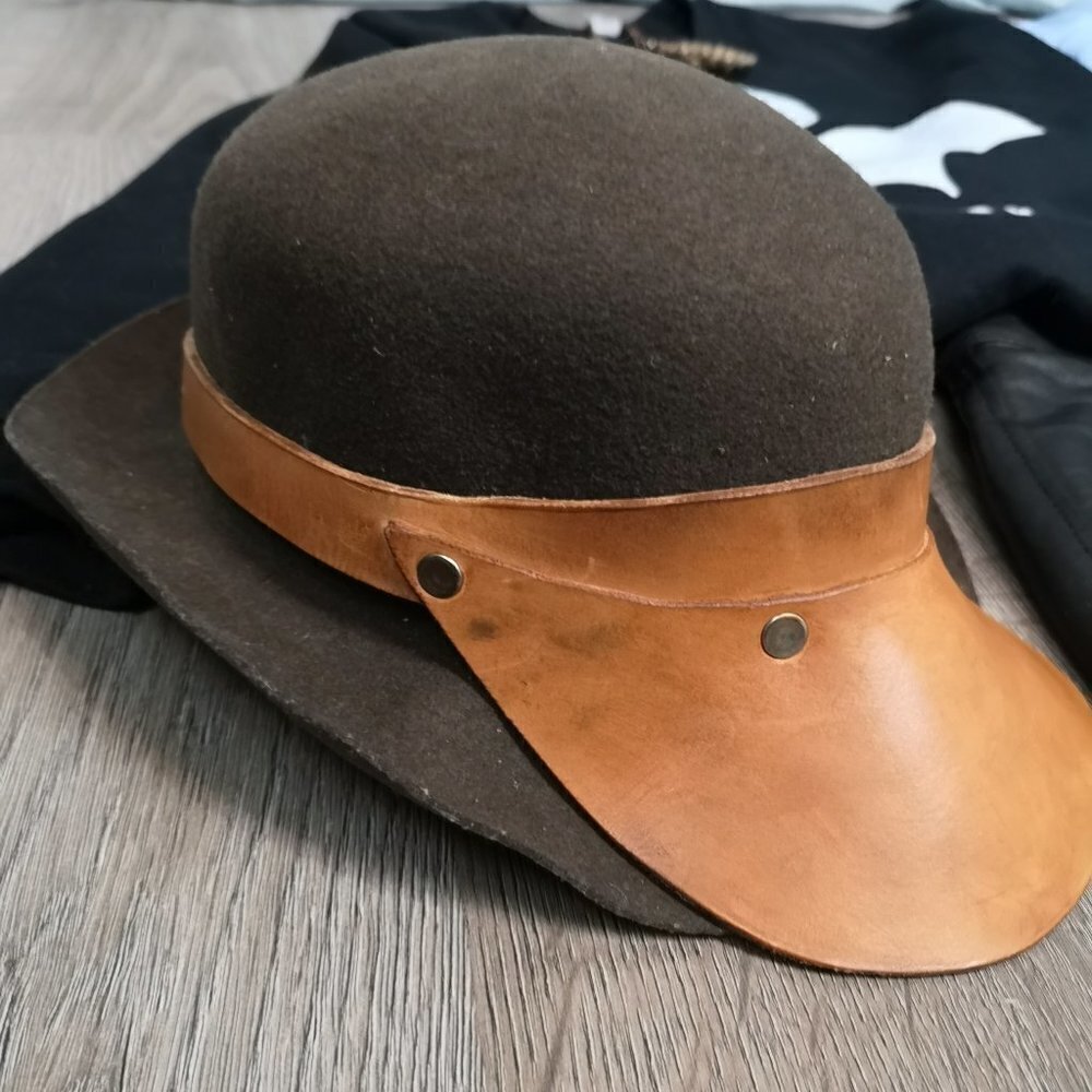 20s New Vintage Vir-go' Bicolor Hybrid Felt Leather Visor Hat -- Limited Edition
